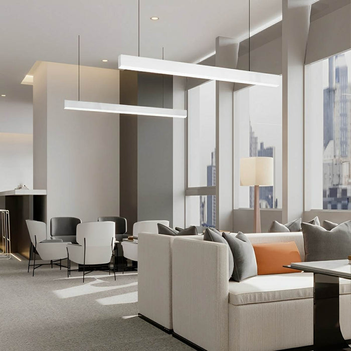 Linear LED Office Pendant Light, Modern Minimalist Strip, High CRI 97, Commercial/Retail/Workspace