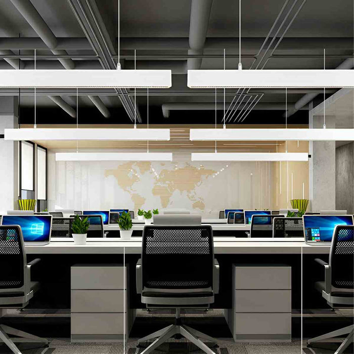 Linear LED Office Pendant Light, Modern Minimalist Strip, High CRI 97, Commercial/Retail/Workspace