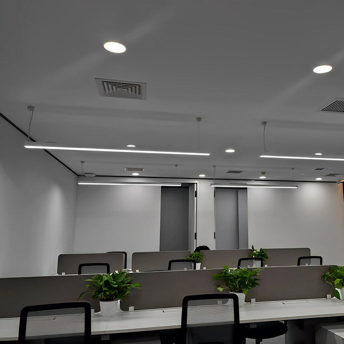 Linear LED Ceiling Light, Modern Recessed/Suspended Fixture, Aluminum Frame, Office/Commercial/Home, Multi-Size, Dimmable