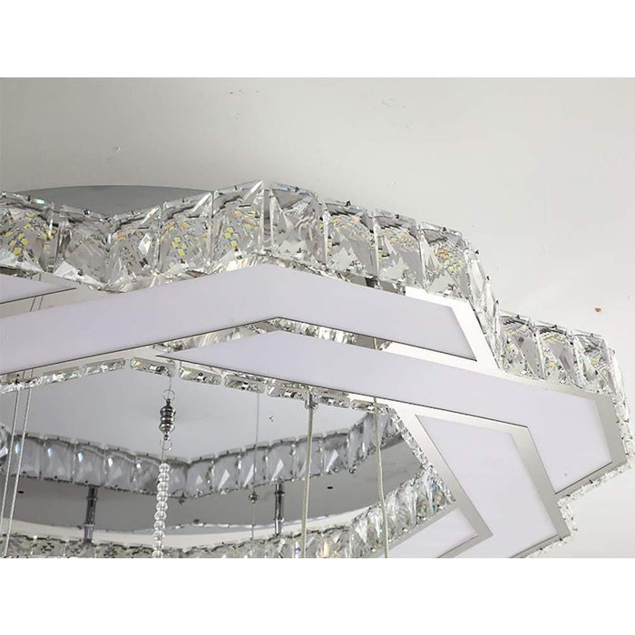 Ambient Crystal LED Flush Mount Light - 20''/24''/31''. Gold or Silver