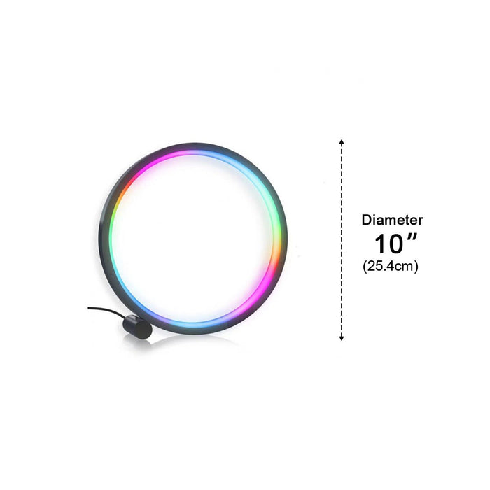 Modern Ring Table Lamp, WiFi RGB Dimming, Music Sync, App Control Ambient Night Light for Bedroom/Living Room/Bedside
