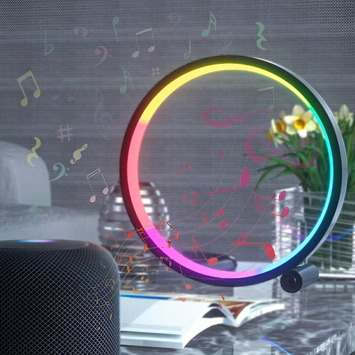Modern Ring Table Lamp, WiFi RGB Dimming, Music Sync, App Control Ambient Night Light for Bedroom/Living Room/Bedside
