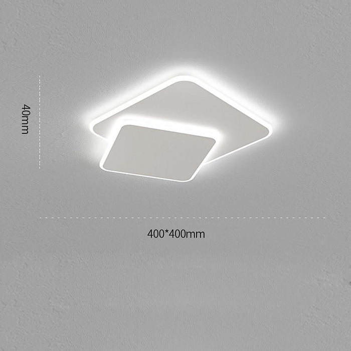 2 Square Metal Offset Flush Mounted Lights LED Bedroom Ceiling Lights