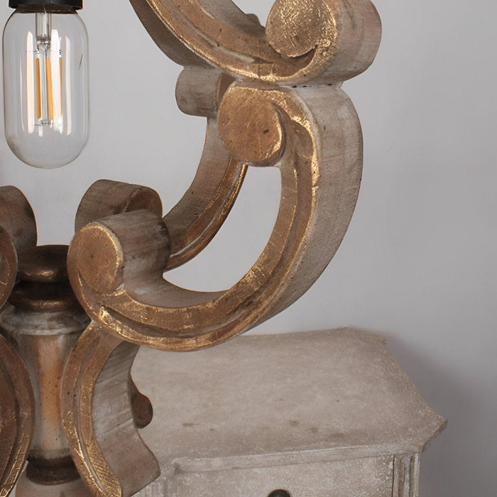 Vintage Rustic Wood Industrial Pendant Light, Adjustable Height Chandelier for Dining Room/Living Room/Bar