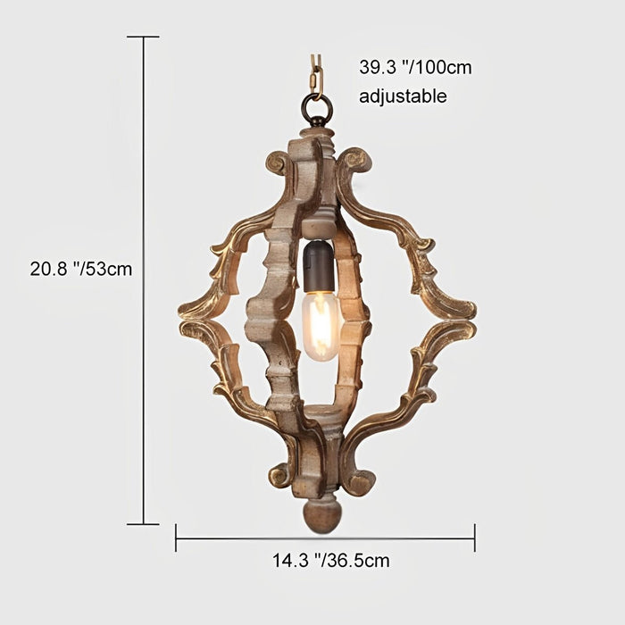 Vintage Rustic Wood Industrial Pendant Light, Adjustable Height Chandelier for Dining Room/Living Room/Bar