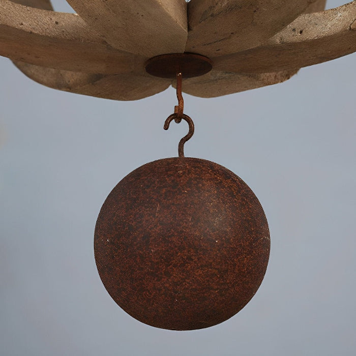 Rustic Wood Pendant Light, Vintage Farmhouse Chandelier, LED E14 Hardwired, Dining Room/Living Room/Bar