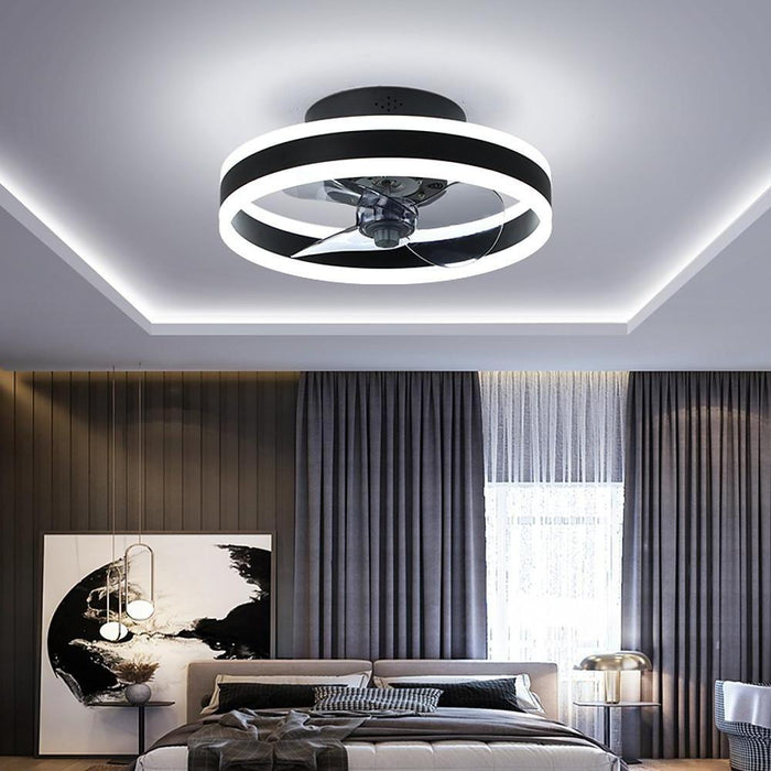 16'' Circular Dimmable LED Modern Ceiling Fan Light Chandelier with Fan