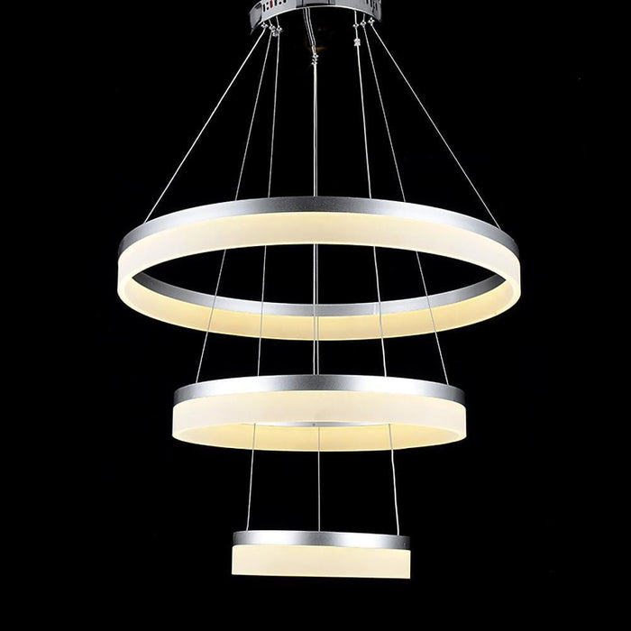 24'' Easily Adjustable 3 Authoritative Ring Classic Vintage Metal Acrylic Chandelier With 1 LED Light