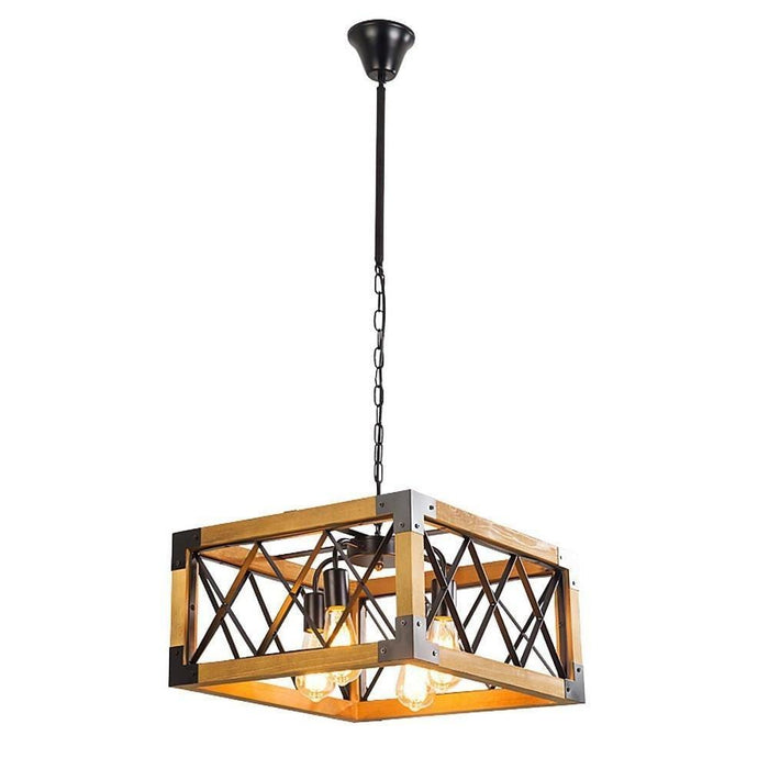 Linear Rectangle Wood Chandelier Gazebo Chandelier for Kitchen Dining Room