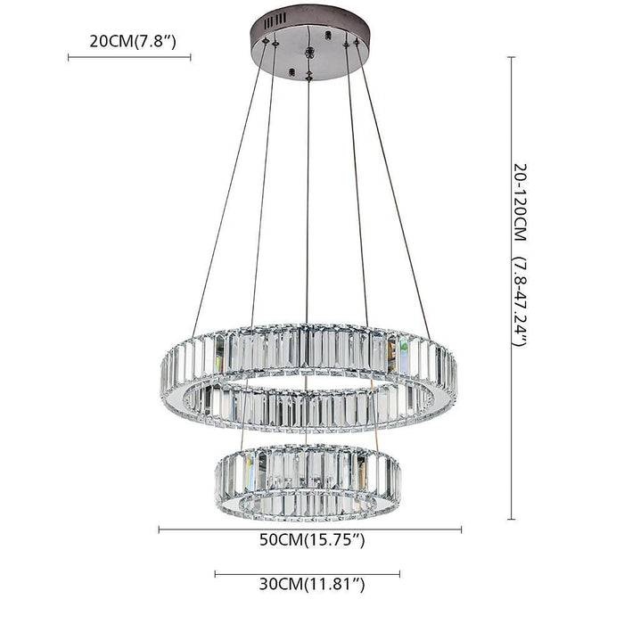 2 Circles Electroplated Crystal Dimmable LED Modern Chandeliers