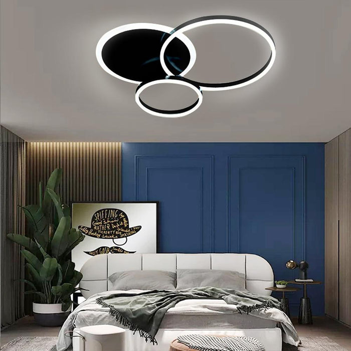 3-Layers LED Modern Circle Flush Mount Light - 3-Color Dimmable. 26x20