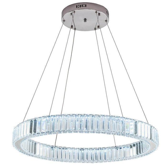 Adjustable Creative Circle Design High Ceiling Chandelier Metal Crystal Light