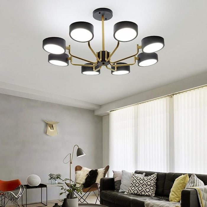 8-Light Tasking Chandelier - Fixed 24'' Height. 3000K-5400K