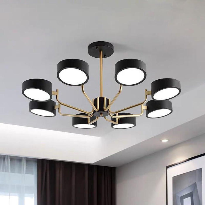 8-Light Tasking Chandelier - Fixed 24'' Height. 3000K-5400K
