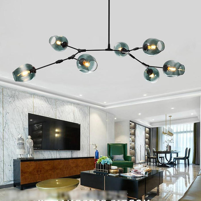 Globe Sputnik Chandelier Industrial Glass Blue Chandelier