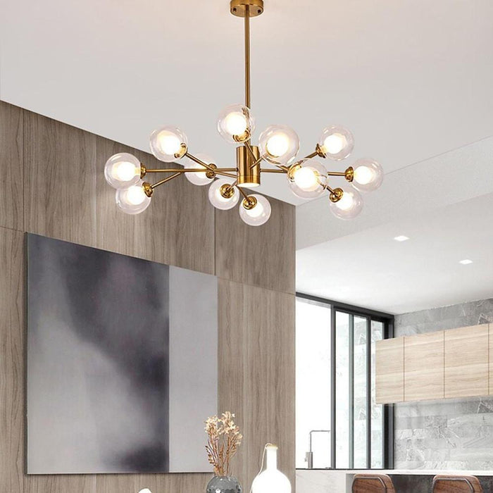 12 Bulbs Sputnik Chandelier Glass Globe Chandelier for Living Room