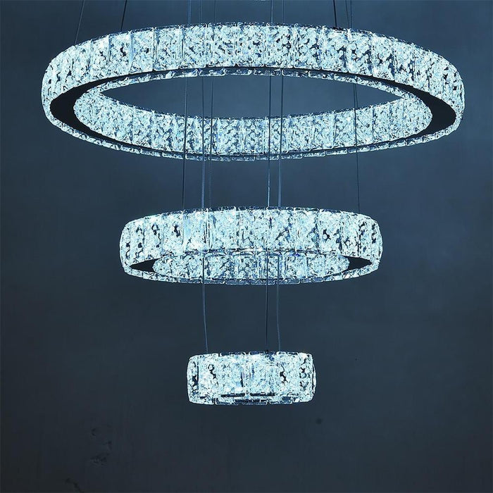 3 Circles Design Electroplated Crystal Dimmable LED Modern Chandeliers