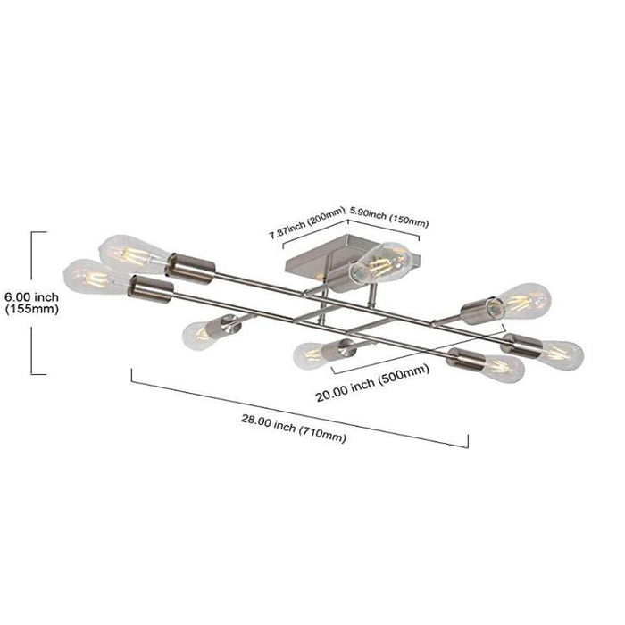 8-light LED Electroplated Metal Vintage Ceiling Lights Flush Mount Lighting