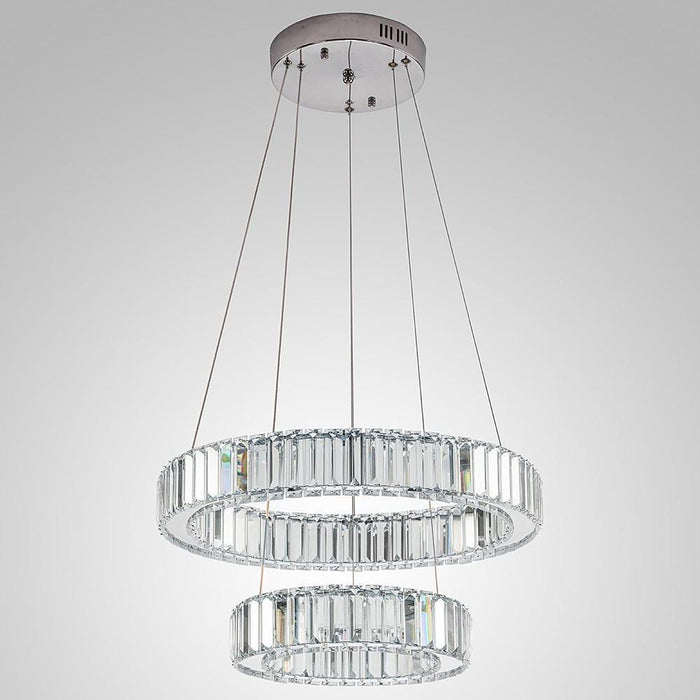 2 Circles Electroplated Crystal Dimmable LED Modern Chandeliers