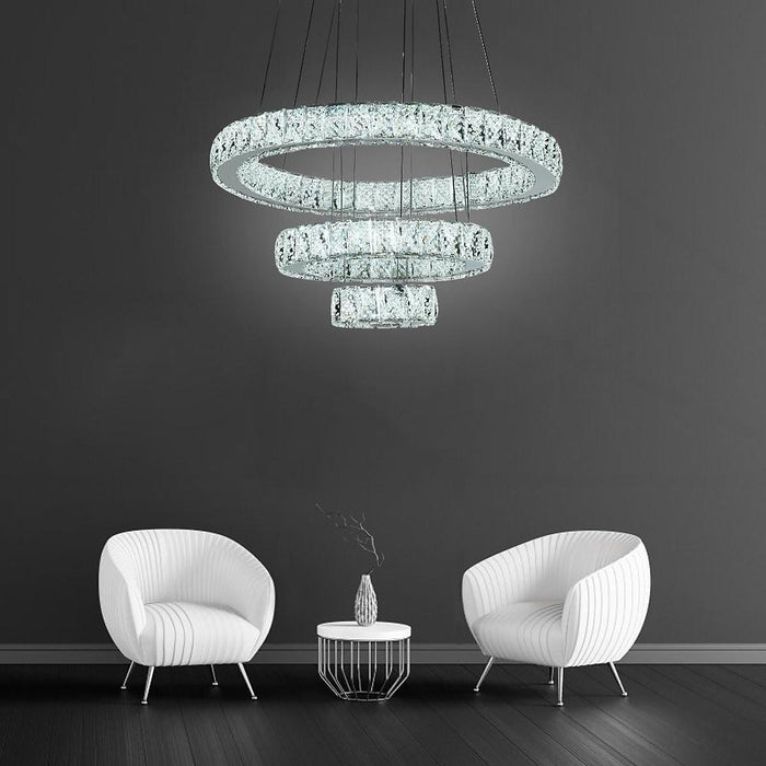 3 Circles Design Electroplated Crystal Dimmable LED Modern Chandeliers