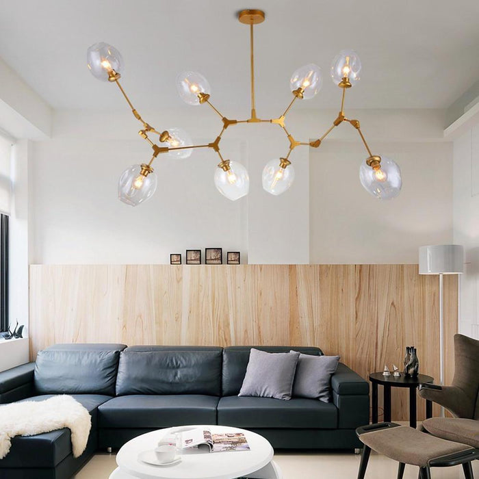 Nordic Branches Bubble Sputnik Chandelier - 5 to 11 Lights. Gold Finish