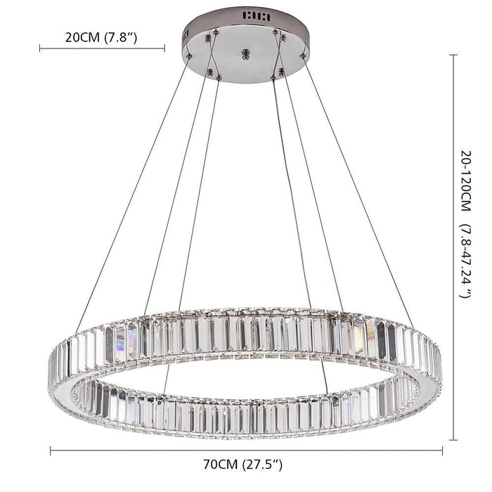 Adjustable Creative Circle Design High Ceiling Chandelier Metal Crystal Light