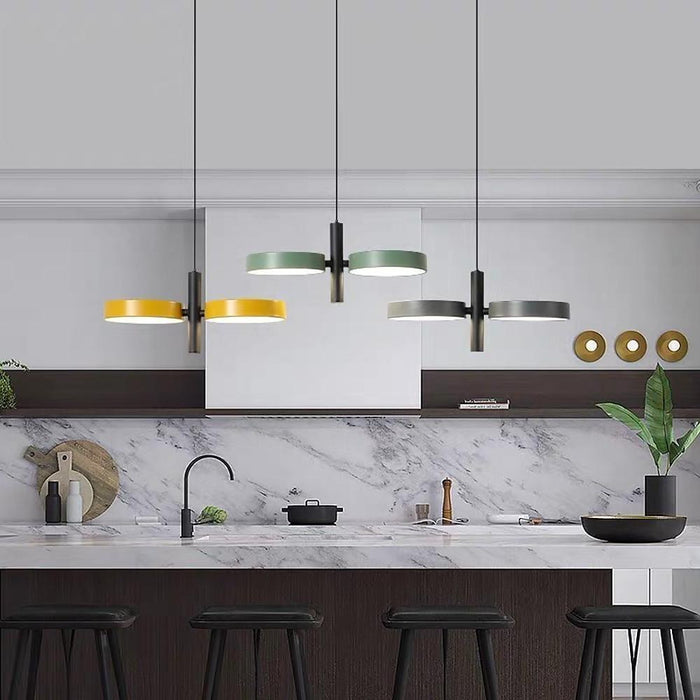 Double Circle Modern Pendant Lighting for Kitchen Island Metal Pendant Light