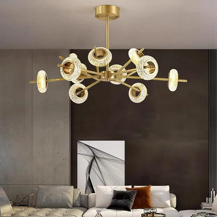 Electroplated Metal Crystal LED Gold Modern Chandeliers Ceiling Lights