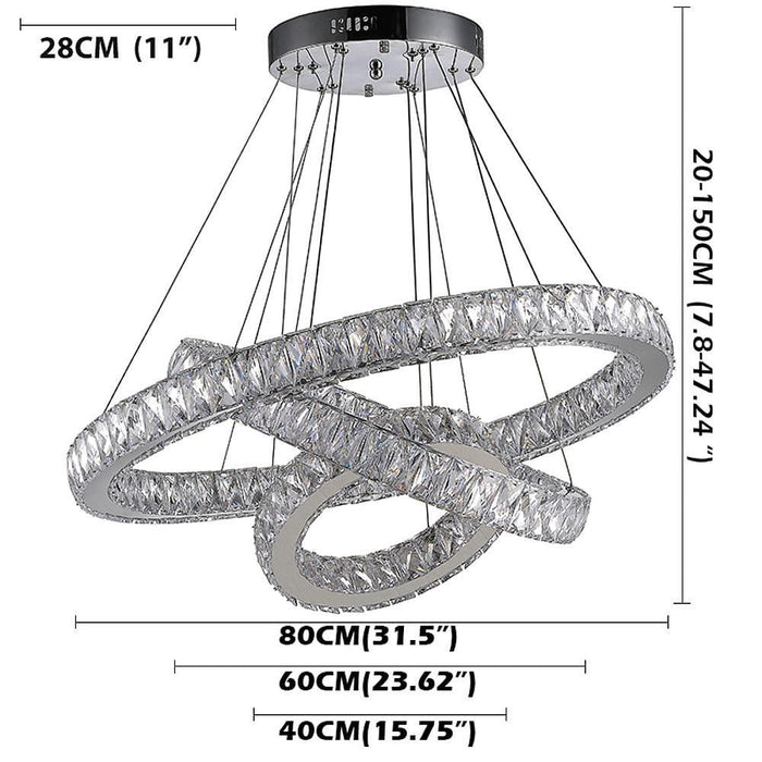 Interwoven Circle Crystal Dimmable LED Modern Chandeliers Pendant Light