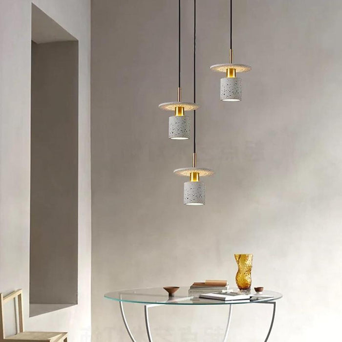 Circle Cylinder Electroplated Metal LED Modern Pendant Lighting Island Lights
