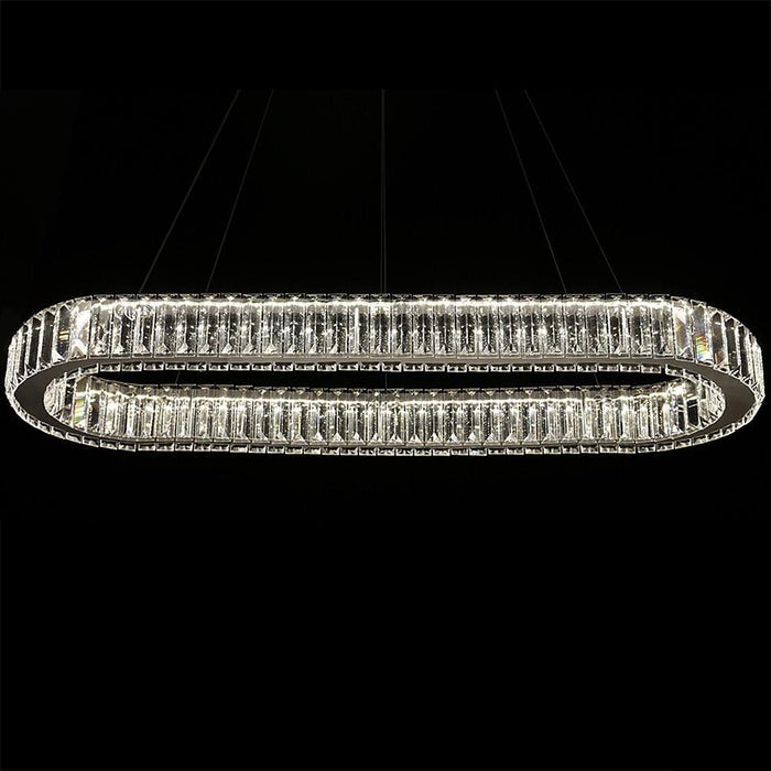Chrome Golden Crystal Clear Beauty Oval Ring Hanging Pendant Chandelier