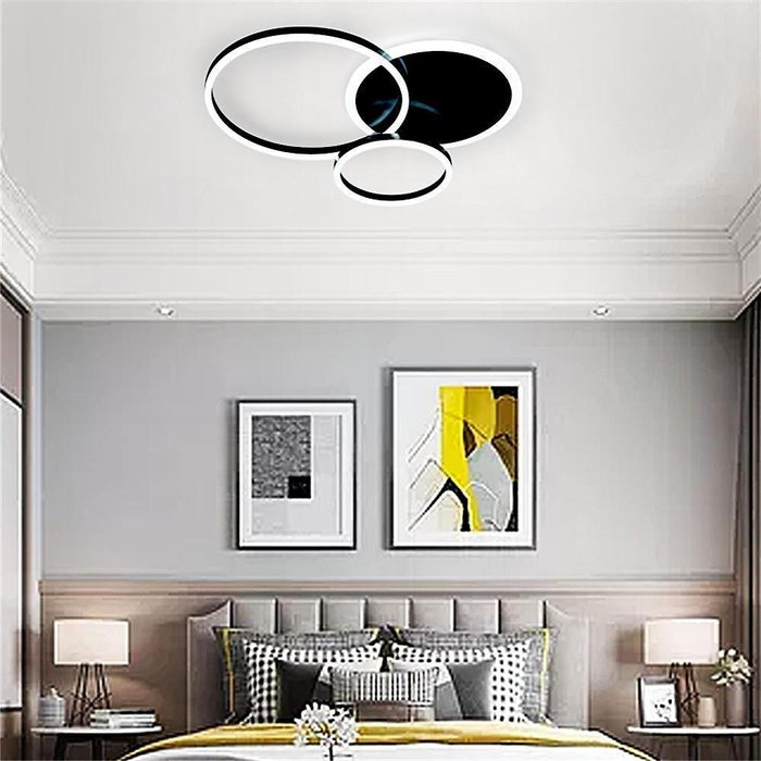 3-Layers LED Modern Circle Flush Mount Light - 3-Color Dimmable. 26x20