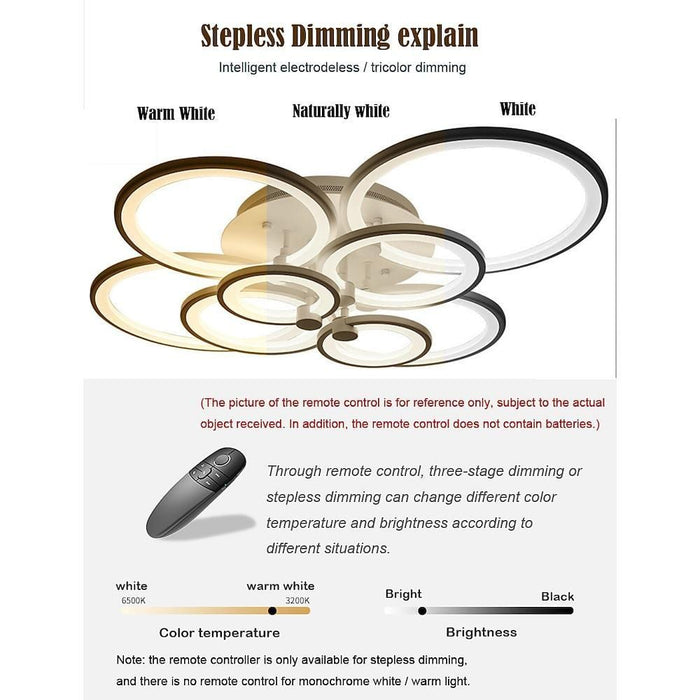 White/Black Acrylic Overlapping Rings LED Semi Flush Mount Ceiling Light