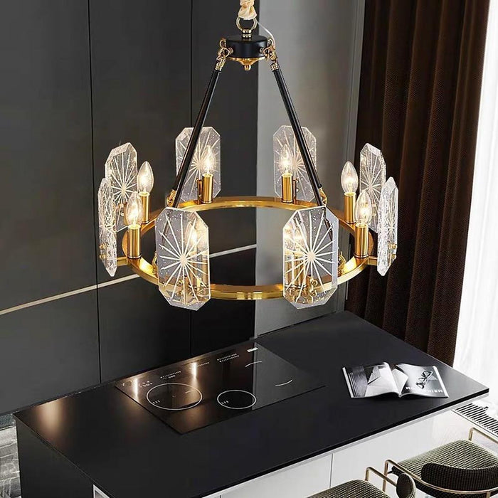 Wagon Wheel Chandeliers - 8 or 10 Lights. Gold Finish