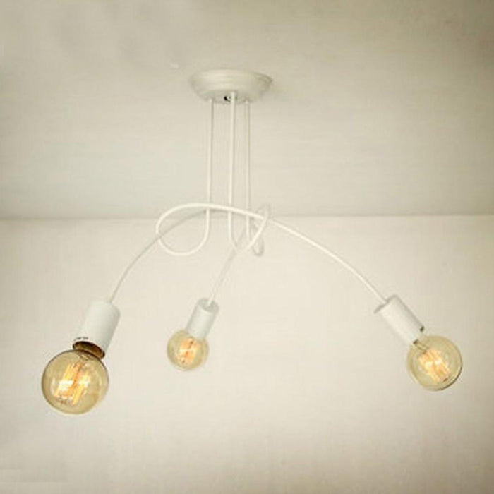 Simplistic Painted Metal Modern Chandelier Exposed Twisted Stem Lights