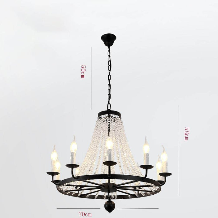 Empire Wagon Wheel Chandelier - 8/10/12 Candle Lights.  20'' Adjustable Chain. Crystal Accents
