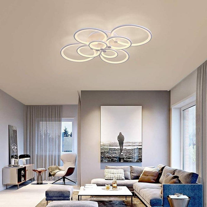 White/Black Acrylic Overlapping Rings LED Semi Flush Mount Ceiling Light