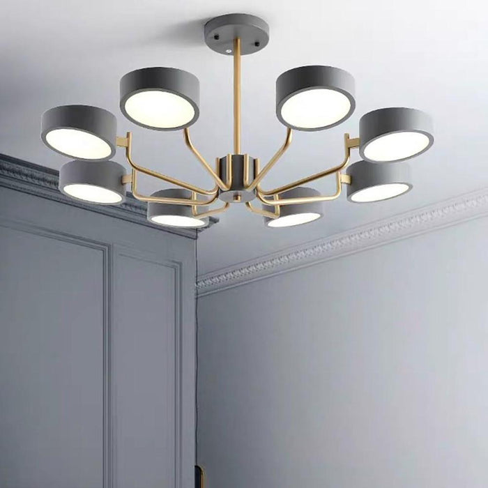 8-Light Tasking Chandelier - Fixed 24'' Height. 3000K-5400K