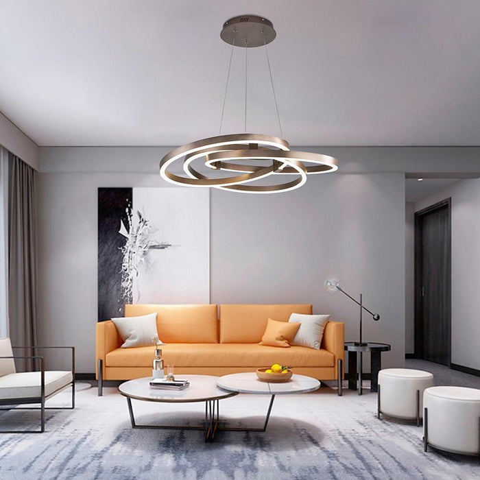 Interwoven Abstract Design 3 Light Chandelier Gold Finished Metal Ceiling Light