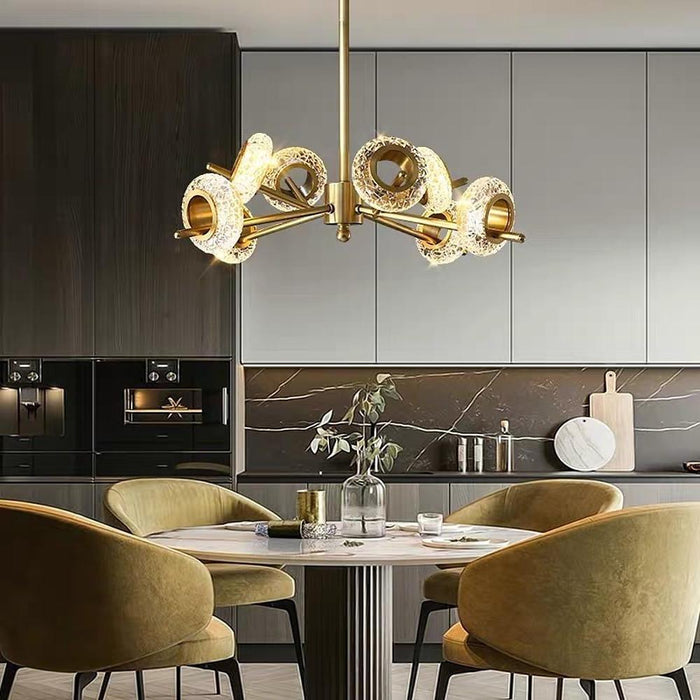 Electroplated Metal Crystal LED Gold Modern Chandeliers Ceiling Lights