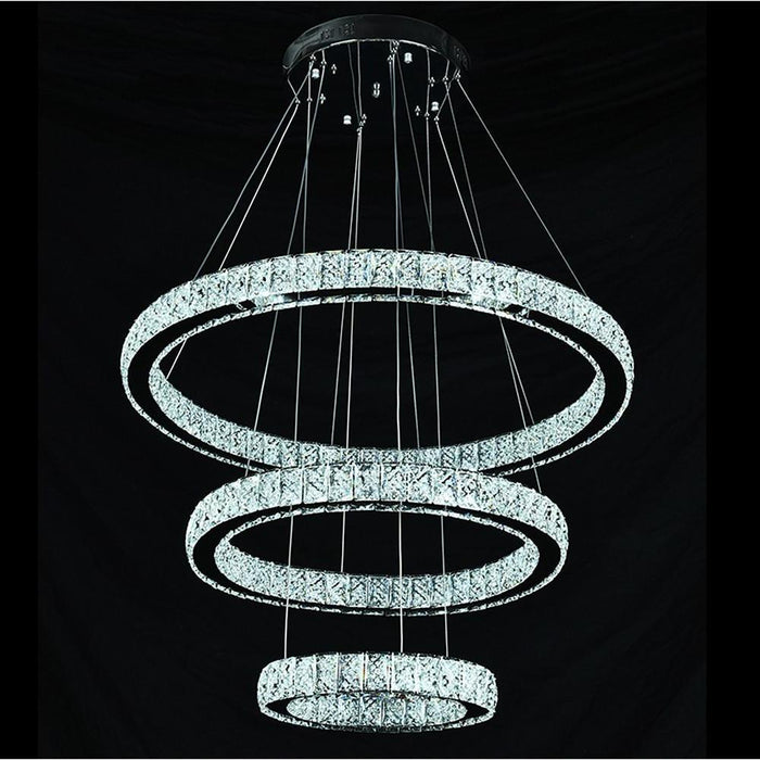 Geometrical Design Circle Chandelier Metal Crystal Ceiling Light