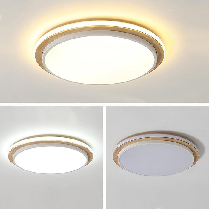 Circular Flush Mount Dining Room Light Metal Bamboo LED Living Room Ceiling Lights