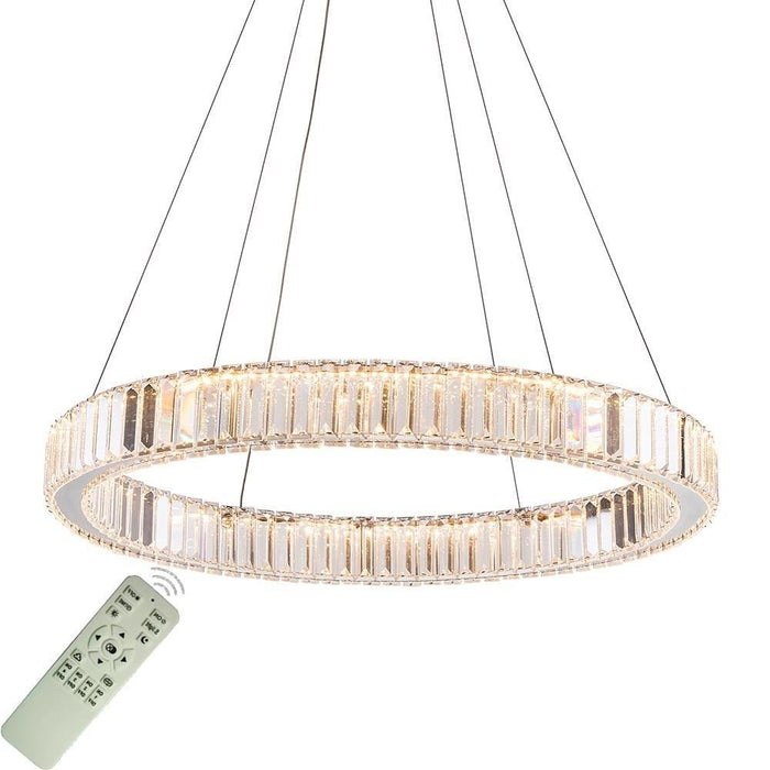 Adjustable Creative Circle Design High Ceiling Chandelier Metal Crystal Light