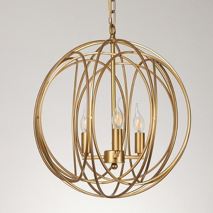 Ornate Candelabra Brass Chandelier LED Gold Orb Chandelier 3 Lights