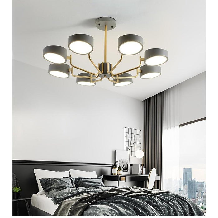 8-Light Tasking Chandelier - Fixed 24'' Height. 3000K-5400K